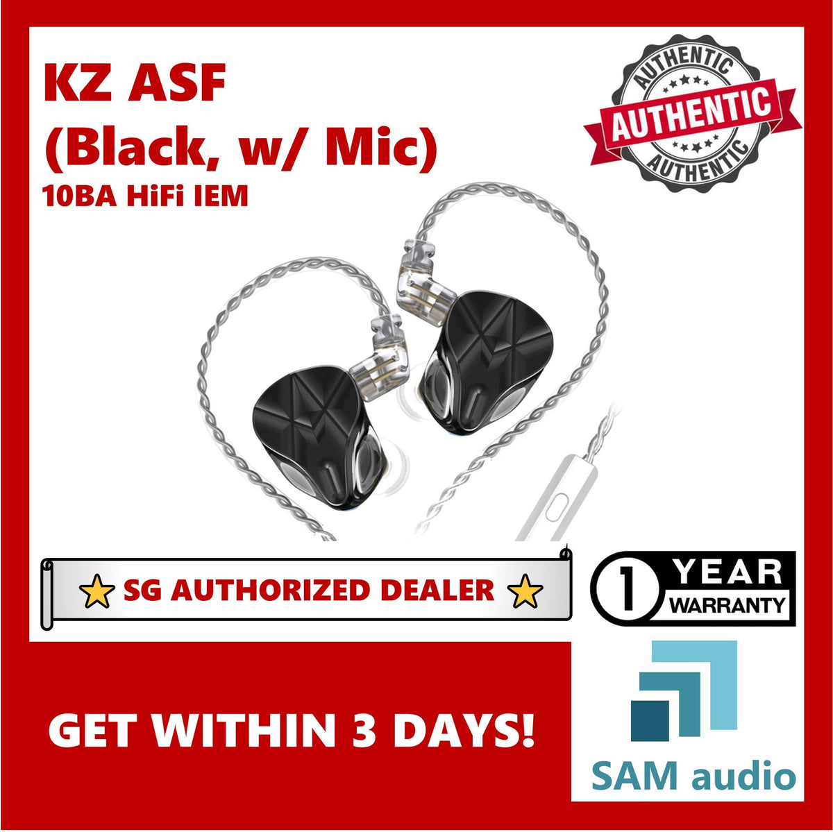 🎶SG] KZ ASF Earphones 10 BA HIFI In-Ear Monitor – SAM Audio SG