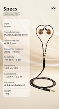 Load image into Gallery viewer, [🎶SG] SIVGA NIGHTINGALE PRO - Planar Magnetic Driver Wired HiFi Earphones
