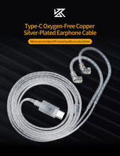 Load image into Gallery viewer, [🎶SG] KZ SILVER-PLATED OXYGEN-FREE COPPER TYPE-C UPGRADE CABLE 0.75mm C-Pin
