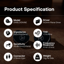 Load image into Gallery viewer, [🎶SG] 7Hz x Crinacle Diablo - 14.5mm Planar Magnetic In-Ear Monitors (IEM)
