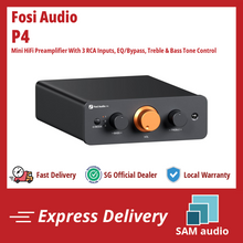 Load image into Gallery viewer, [🎶SG] FOSI AUDIO P4 Mini HiFi Preamplifier With 3 RCA Inputs, EQ/Bypass, Swappable OP-Amps, Treble &amp; Bass Tone Control
