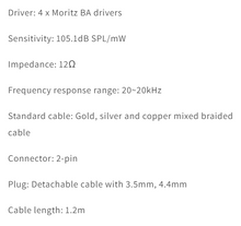 Load image into Gallery viewer, [🎶SG] Moritz AURA - 4BA Drivers In-Ear Monitor
