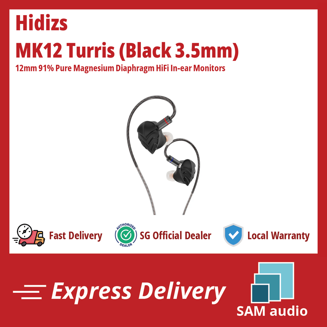 [🎶SG] HIDIZS MK12 Turris 12mm 91% Pure Magnesium Diaphragm HiFi In-ear Monitors