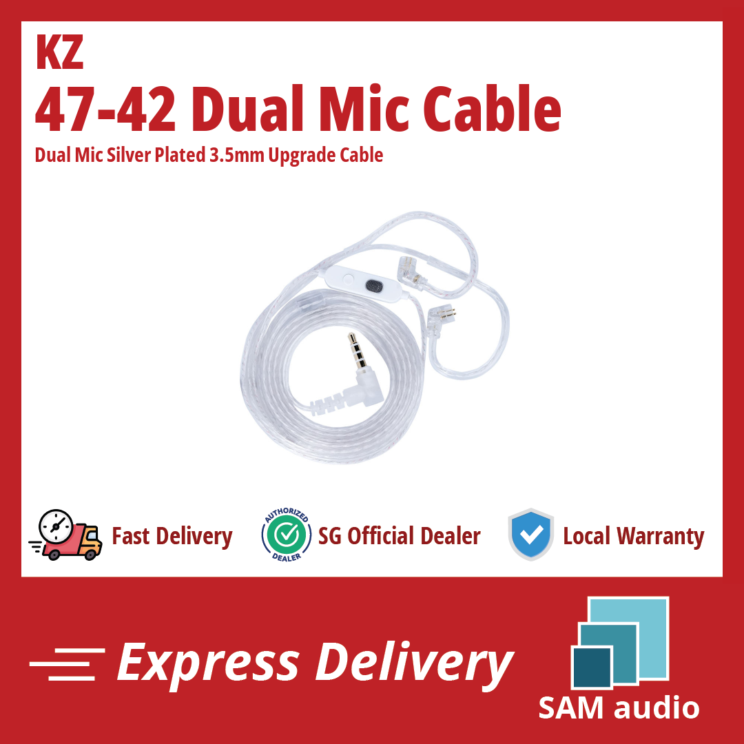 🎶SG] KZ 47-42 Dual Mic Silver-Plated Upgrade Cable (3.5MM) – SAM Audio SG