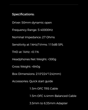 Load image into Gallery viewer, [🎶SG] Aune AR3000 - 50mm Dynamic Driver Open Back Headphones
