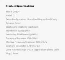 Load image into Gallery viewer, [🎶SG] COZOY D1 - 1 Dynamic Driver IEM
