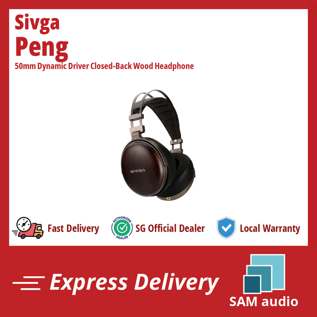 [🎶SG] SIVGA PENG 50mm Dynamic Driver Closed-Back Wood Headphone