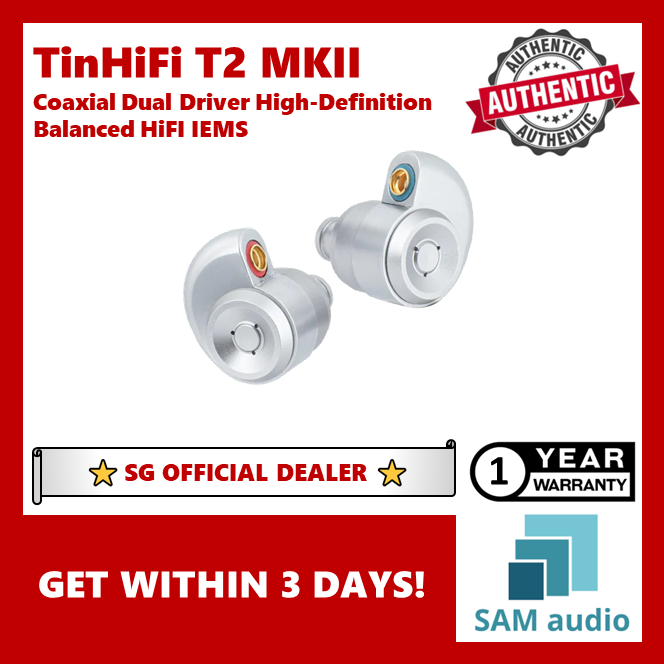 [🎶SG] TinHiFi T2 MKII (T2 MK2 / T2 Mkii) Coaxial Dual Drivers High-Definition Balanced HiFi IEMs