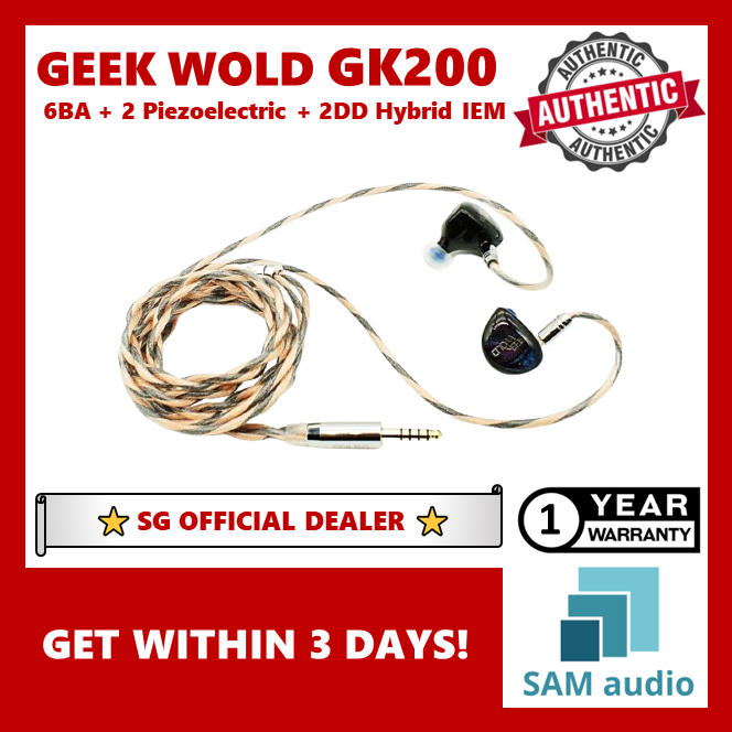 [🎶SG] GEEK WOLD GK200 Hybrid IEM 6BA + 2 Piezoelectric + 2 Dynamic Drivers