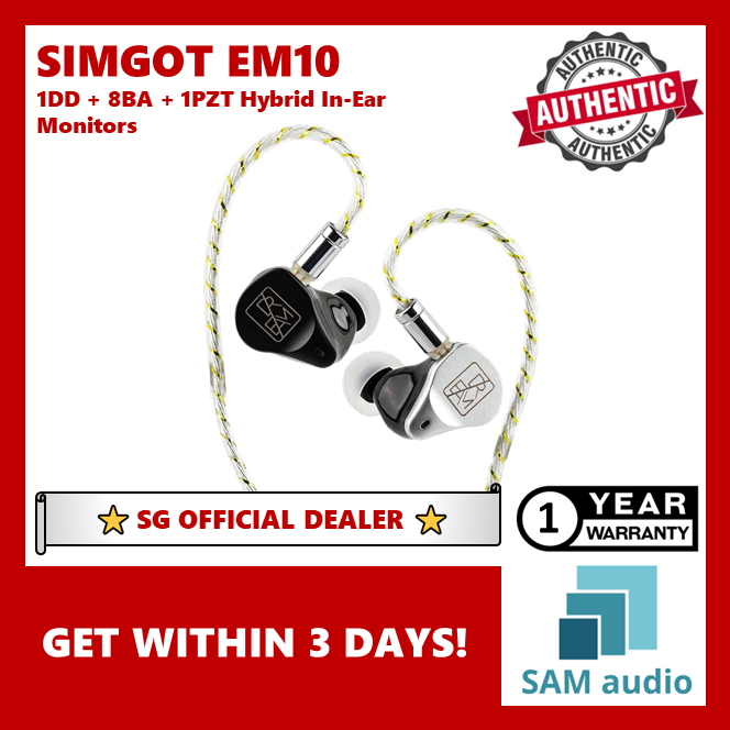 [🎶SG] SIMGOT EM10 1DD + 8BA + 1PZT Hybrid In-Ear Monitors