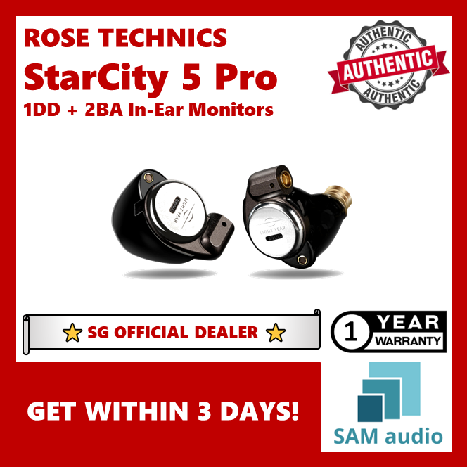 [🎶SG] ROSESELSA (ROSE TECHNICS) StarCity 5 Pro 1DD + 2BA In-Ear Monitors (Star City 5 Pro)