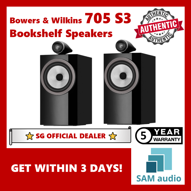 [🎶SG] Bowers & Wilkins 705 S3 Stand Mount Bookshelf Speakers - 1 Pair (B&W)