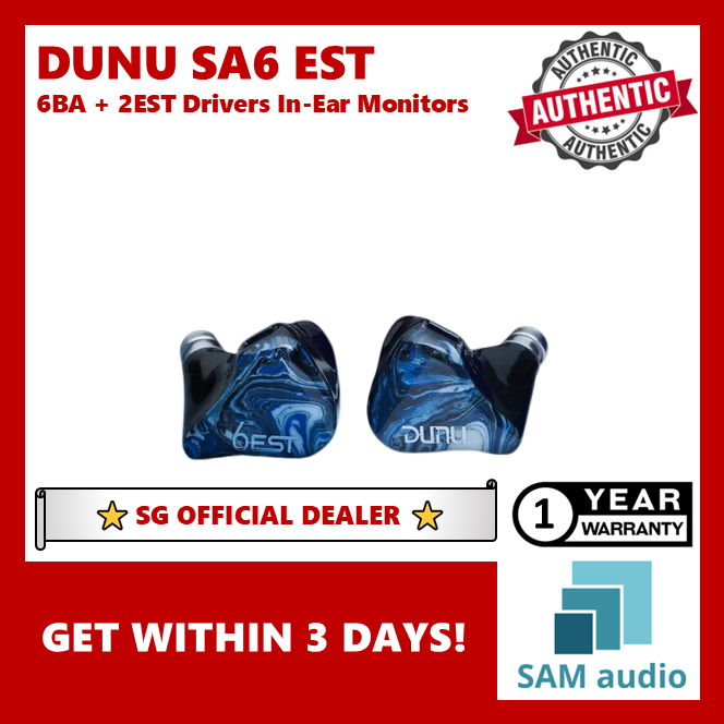 [🎶SG] DUNU SA6 EST 6BA + 2EST Drivers In-Ear Monitors