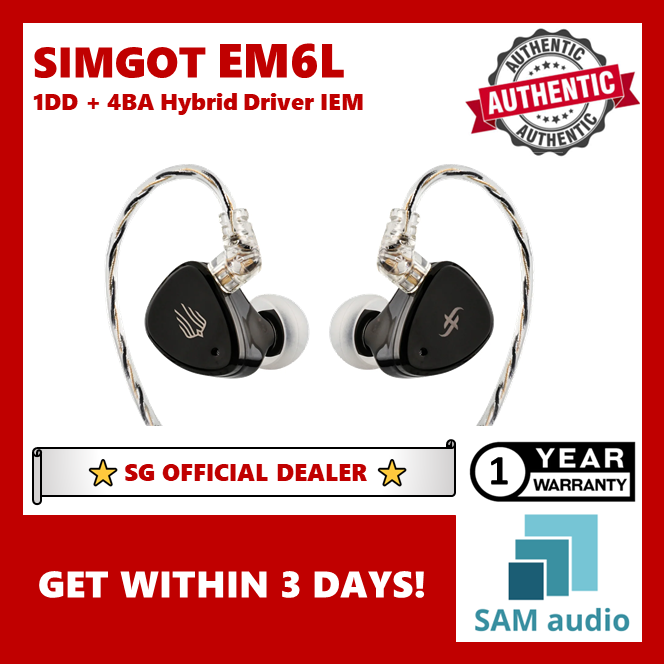 [🎶SG] SIMGOT EM6L 1DD + 4BA Hybrid Driver In-ear Monitor IEM