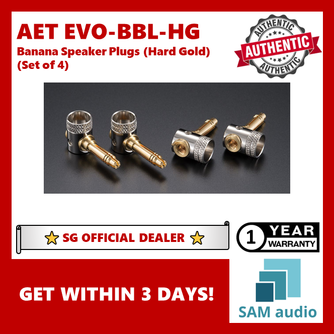 [🎶SG] AET EVO-BBLHG (EVO BBLHG) Banana Speaker Plugs Hard Gold Plated (Set of 4)