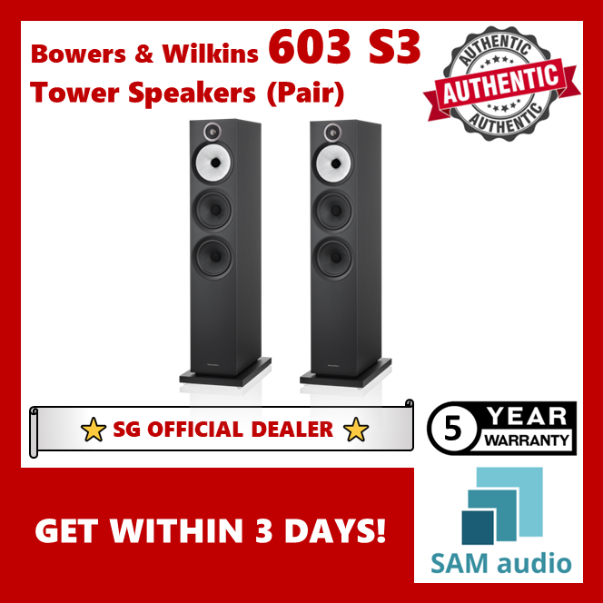 [🎶SG] Bowers & Wilkins 603 S3 Tower Floorstanding Speakers - 1 Pair (B&W)