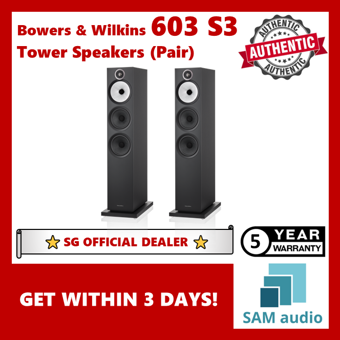 SG Bowers Wilkins 603 S3 Tower Floorstanding Speakers 1