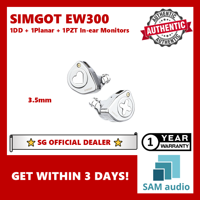 [🎶SG] SIMGOT EW300 1DD + 1Planar + 1PZT Tribrid Driver IEMs