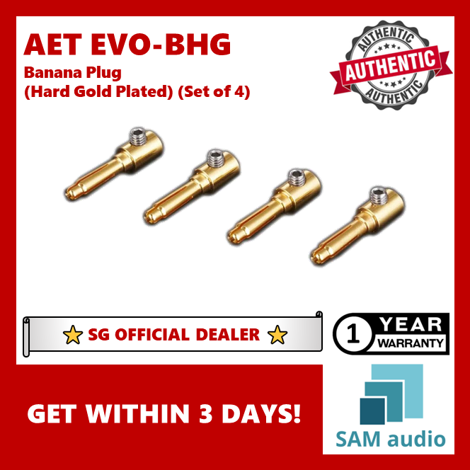 [🎶SG] AET EVO-BHG (EVO BHG) Banana Plug Hard Gold Plated (Set of 4)