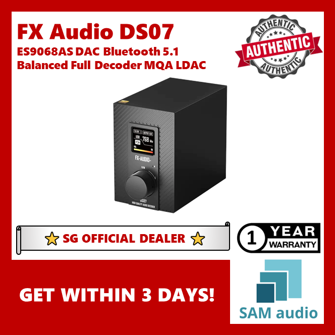 [🎶SG] FX Audio DS07 ES9068AS DAC Bluetooth 5.1 Balanced Full Decoder MQA LDAC