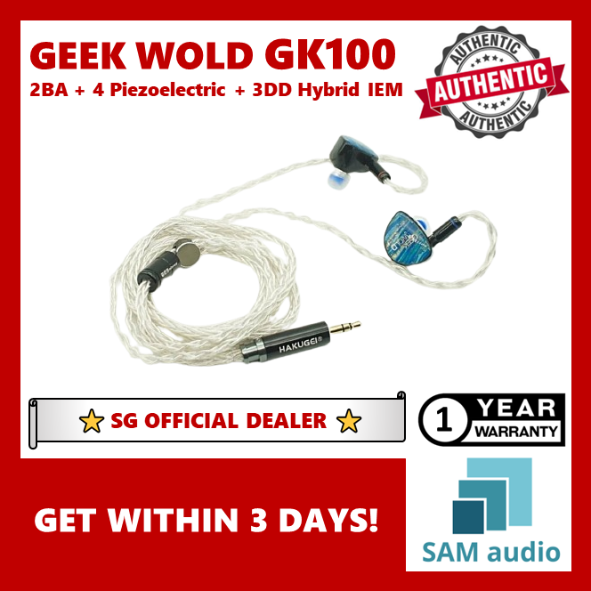 [🎶SG] GEEK WOLD GK100 Hybrid IEM 2 BA + 4 Piezoelectric + 3 Dynamic Driver