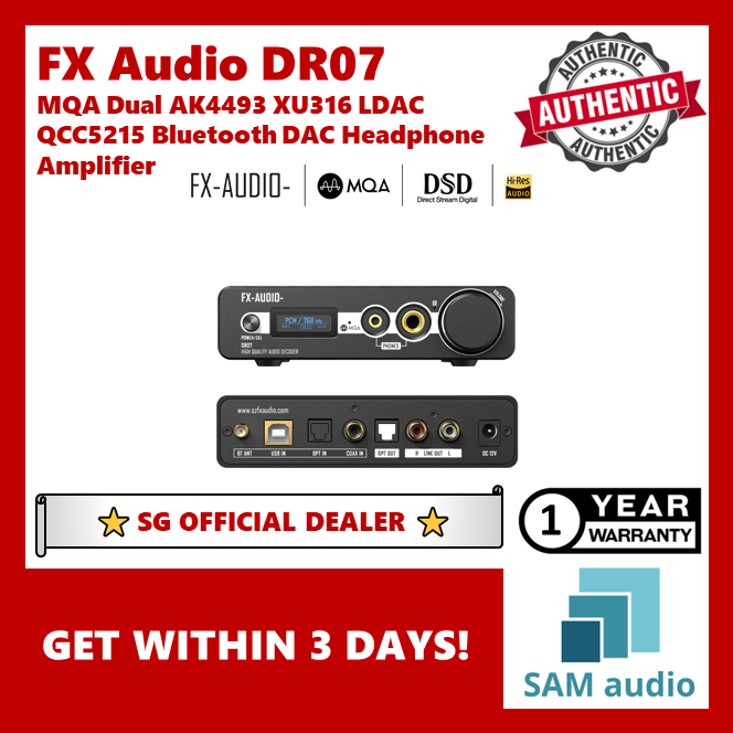 [🎶SG] FX Audio DR07 MQA Dual AK4493 XU316 LDAC QCC5215 Bluetooth DAC Headphone Amplifier