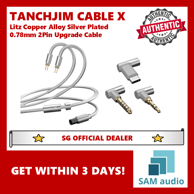 [🎶SG] TANCHJIM CABLE X Litz Copper Alloy Silver Plated 0.78mm 2Pin Upgrade Cable