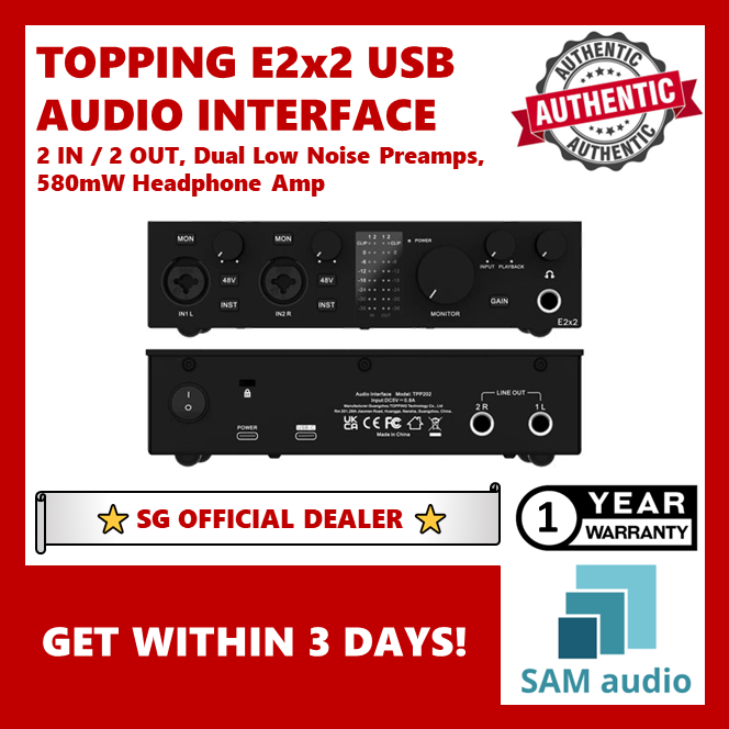 🎶SG] TOPPING E2x2 High Performance USB Audio Interface – SAM Audio SG
