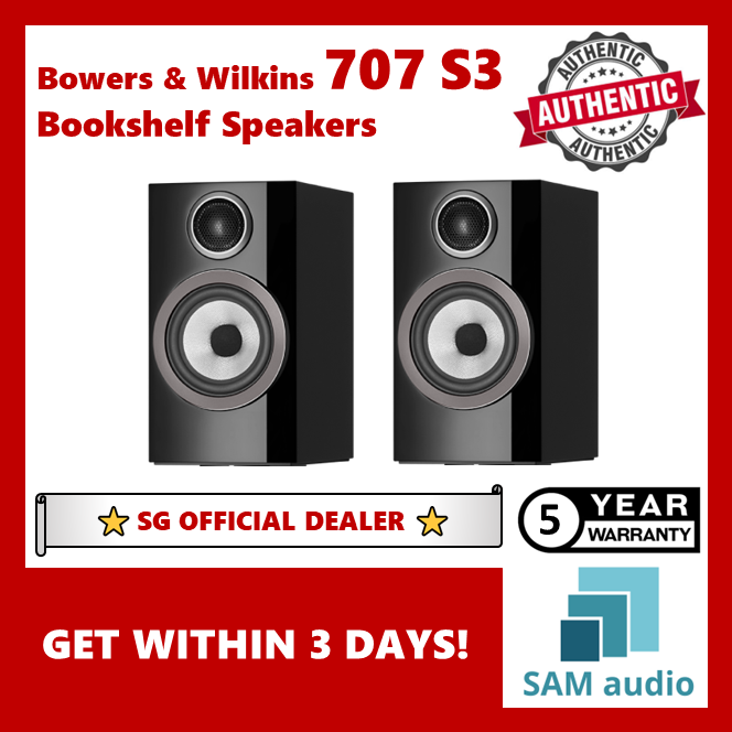 [🎶SG] Bowers & Wilkins 707 S3 Stand Mount Bookshelf Speakers - 1 Pair (B&W)