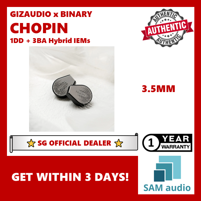 [🎶SG] GIZAUDIO x BINARY CHOPIN 1DD + 4BA Hybrid In Ear Monitors IEM