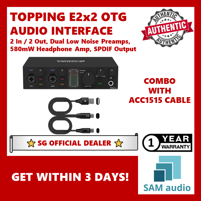 🎶SG] TOPPING E2x2 OTG USB Professional Audio Interface – SAM Audio SG