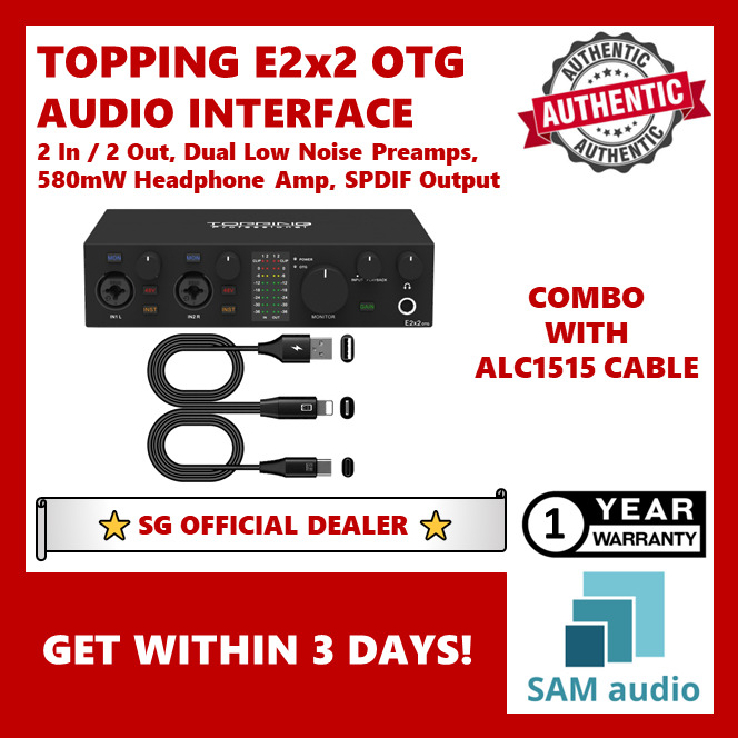 🎶SG] TOPPING E2x2 OTG USB Professional Audio Interface – SAM Audio SG