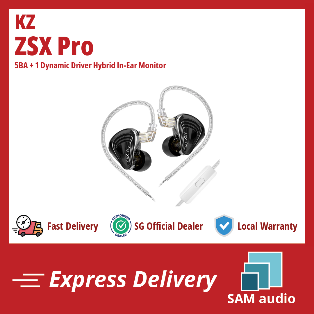 [🎶SG] KZ ZSX PRO With Mic - 5BA + 1Dynamic Driver In-Ear Monitor IEM ...