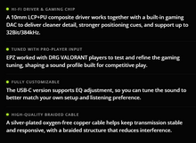 Load image into Gallery viewer, [🎶SG] EPZ G10 - 10mm LCP+PU Dynamic Driver Gaming IEMs
