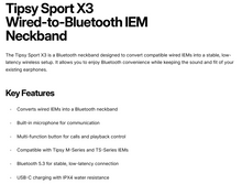 Load image into Gallery viewer, [🎶SG] TIPSY SPORT X3 - Wired-to-Bluetooth IEM Neckband
