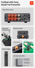 Load image into Gallery viewer, [🎶SG] FOSI AUDIO P4 Mini HiFi Preamplifier With 3 RCA Inputs, EQ/Bypass, Swappable OP-Amps, Treble &amp; Bass Tone Control
