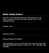 Load image into Gallery viewer, [🎶SG] EARACOUSTIC AUDIO GENESIS GOLDEN SNAKE II #G2025 - The Ultimate Tribute To The Beauty Of Gentleness
