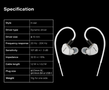 Load image into Gallery viewer, [🎶SG] KEFINE KLEAN SV - 10mm DLC Diaphragm Driver Earphone
