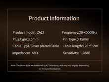 Load image into Gallery viewer, [🎶SG] KZ ZA12 - 2DD + 4BA Hybrid IEMs
