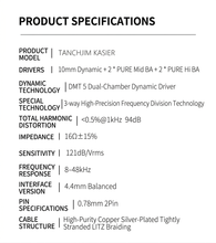 Load image into Gallery viewer, [🎶SG] TANCHJIM KAISER - 1DD + 4BA Hybrid Driver In-Ear Monitors
