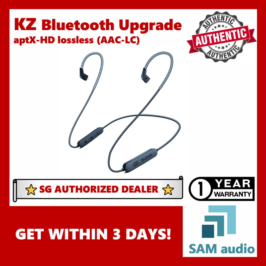 [🎶SG] KZ aptX-HD (Qualcomm Bluetooth Wireless) upgrade plug-on wire, IPX5 water proof (anti sweat), Hifi audio aptX-HD lossless audio, with mic (C-pin)