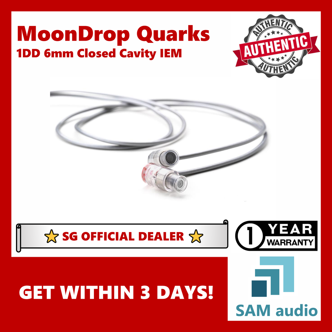 [🎶SG] MOONDROP Quarks, IEM Earphone, Closed Anterior Cavity 1DD 6mm, Earbud, 16Ω
