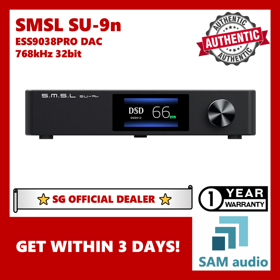 [🎶SG] SMSL SU-9n, ES9038PRO DAC, XMOS 768kHz 32bit, LDAC BT, Hifi Audio (SU9n)