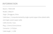 Load image into Gallery viewer, [🎶SG] TANCHJIM CABLE R CRYSTAL COPPER SILVER-PLATED 2 PIN CABLE
