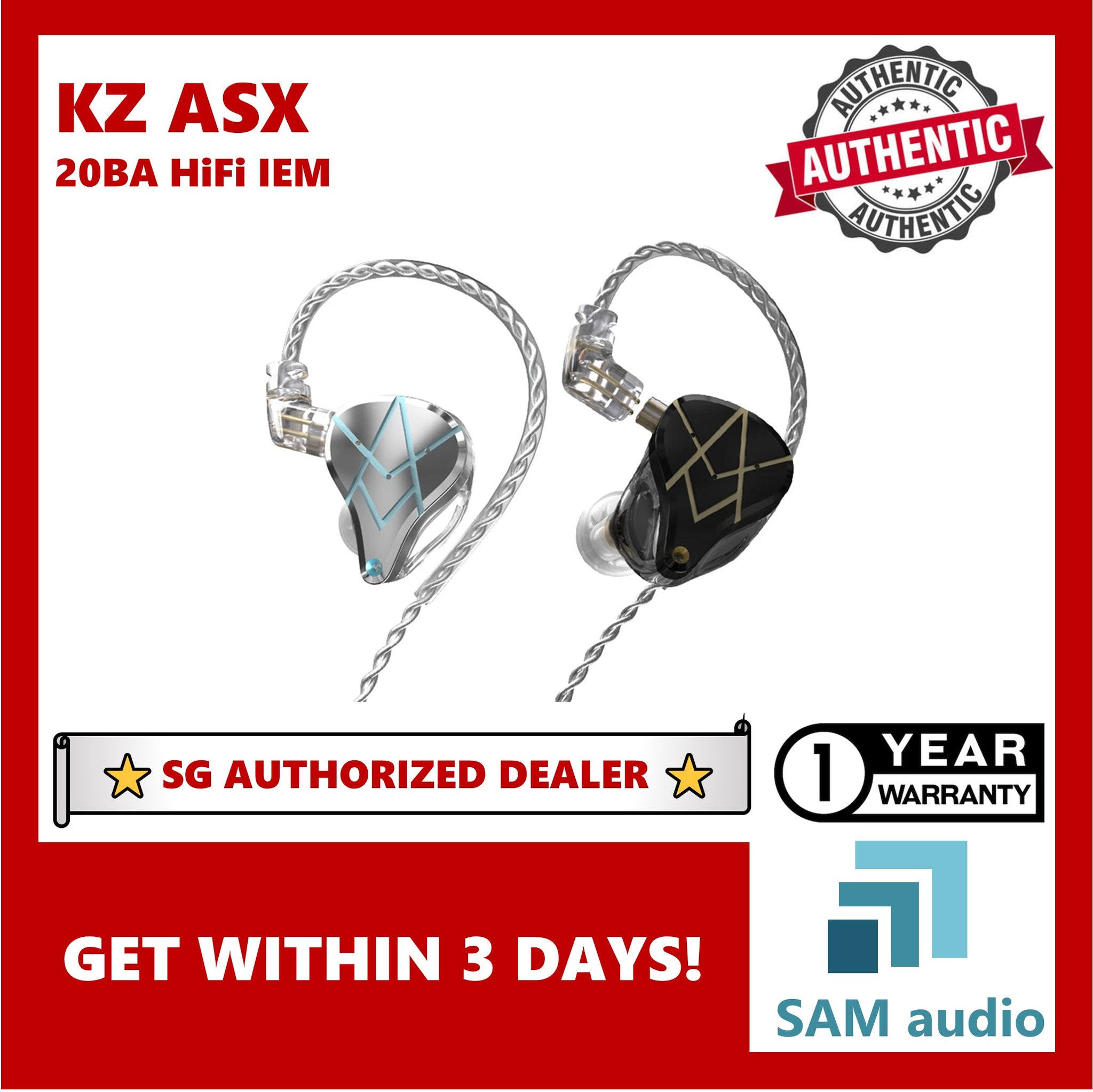 🎶SG] KZ ASX Headset 20 BA Units HIFI In-Ear Monitor – SAM Audio SG