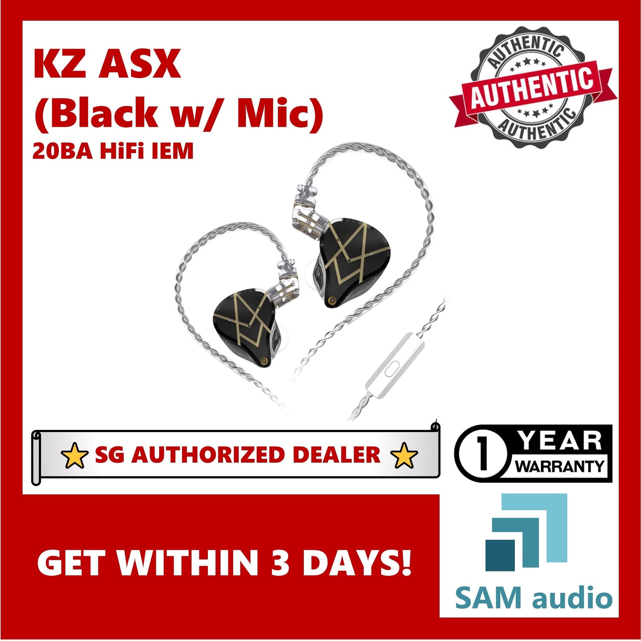 🎶SG] KZ ASX Headset 20 BA Units HIFI In-Ear Monitor – SAM Audio SG