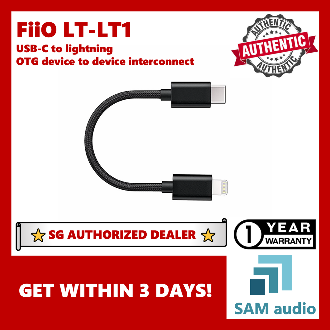 [🎶SG] FiiO LT-LT1, USB-C to Lightning data (OTG) cable, Hifi Audio