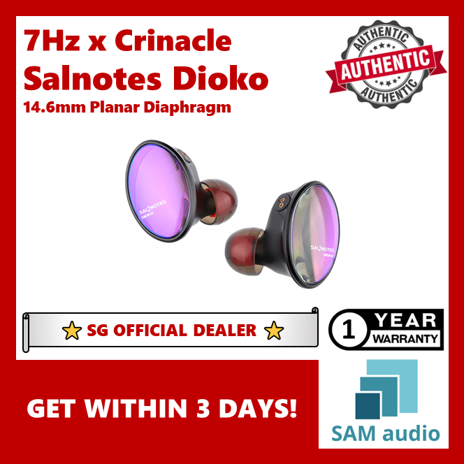 🎶SG] 7Hz x Crinacle Salnotes Dioko 14.6mm Planar Diaphragm IEM