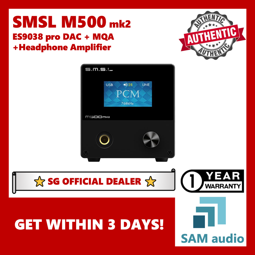 [🎶SG] SMSL M500 MKII (MK 2), ES9038pro DAC +MQA Hi-Res, Headphone amplifier, LDAC Bluetooth, Hifi Audio