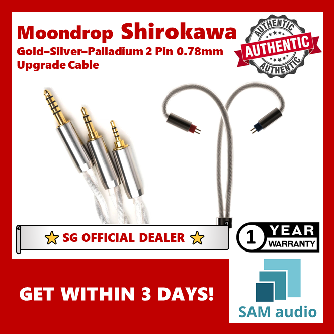 [🎶SG] MoonDrop SHIROKAWA Gold-Silver-Palladium Upgraded Cable with Micro 0.78mm 2Pin